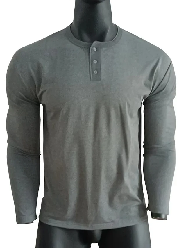 Unbranded T-Shirts Long Sleeve Henley T-Shirt product detail image 9