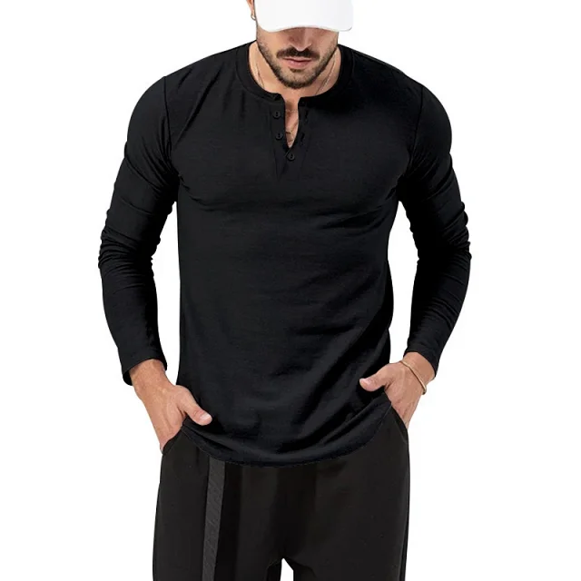 Unbranded T-Shirts Long Sleeve Henley T-Shirt product detail image 26
