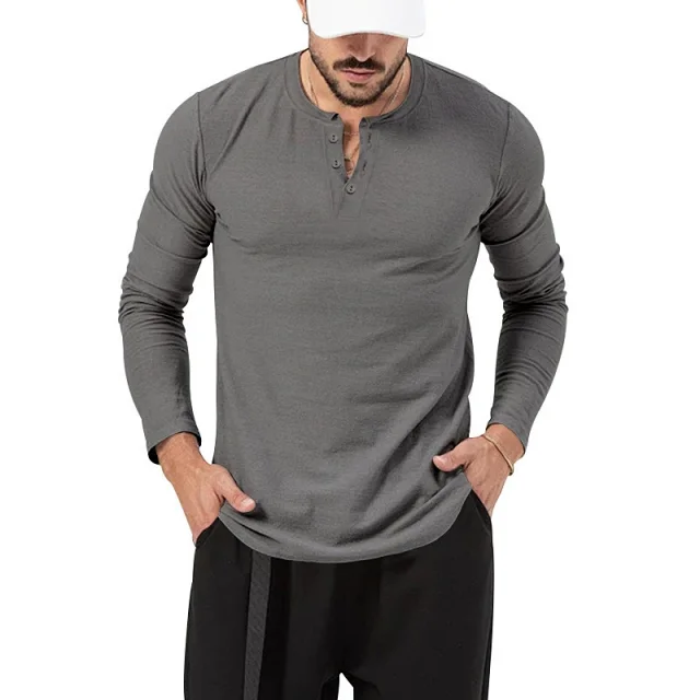 Unbranded T-Shirts Long Sleeve Henley T-Shirt product detail image 4