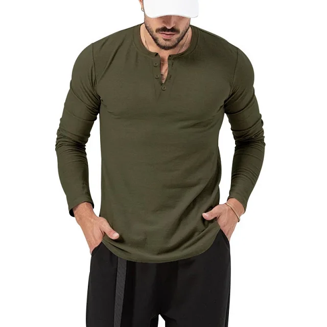 Unbranded T-Shirts Long Sleeve Henley T-Shirt product detail image 22