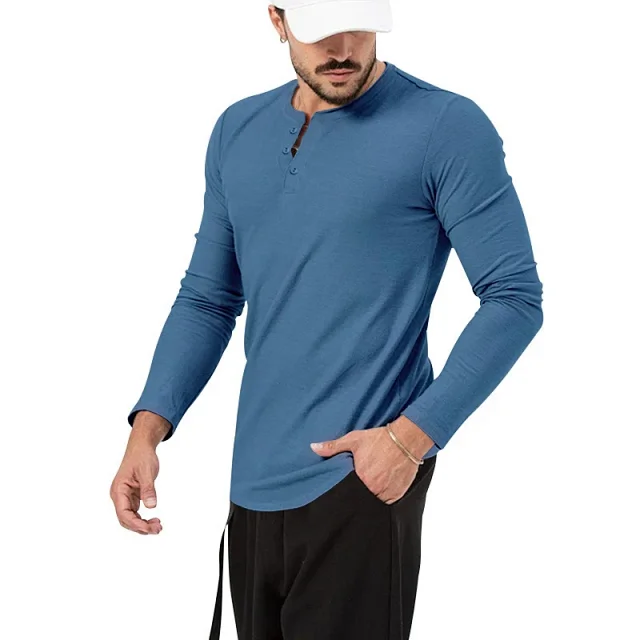 Unbranded T-Shirts Long Sleeve Henley T-Shirt product detail image 17
