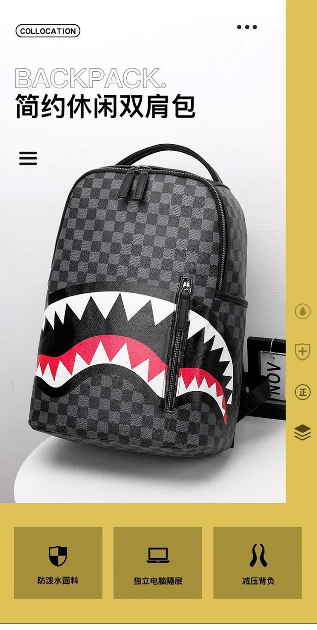 Sprayground Backpacks Shark-mouth graphic backpack product detail image 18