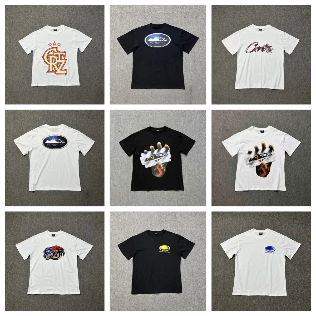 Assorted Graphic Print T-Shirts in White and Black