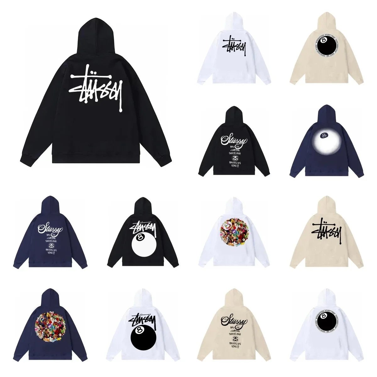 NEW1美潮秋冬帽子刺绣毛绒八号卫衣TOP品质