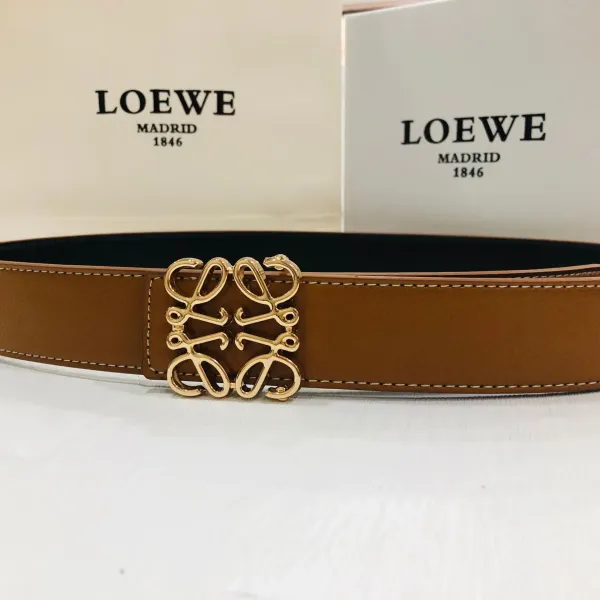 Loewe Anagram Logo Belt Tan Leather Belt - 13