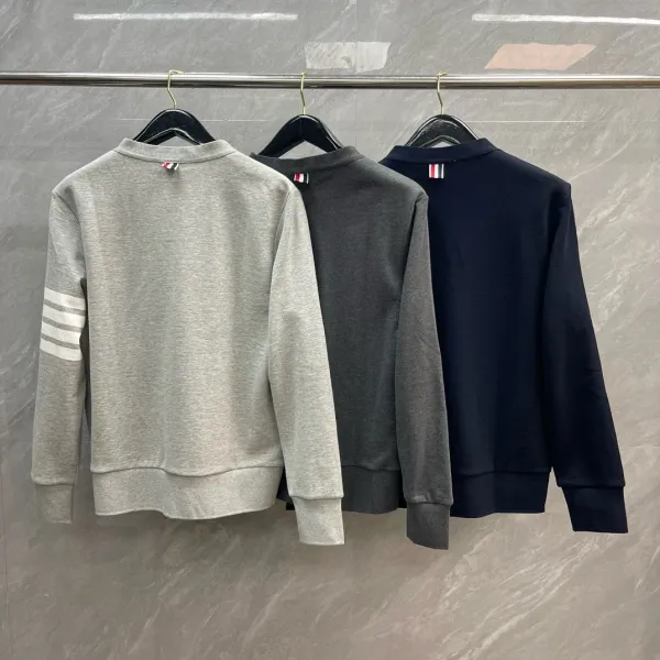 Thom Browne Classic Four-Bar Stripe Gray Cardigan - 4