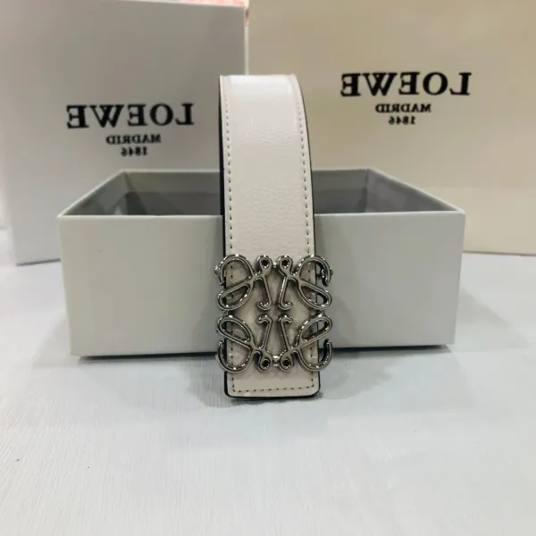 Loewe Anagram Belt White Leather Belt - 1