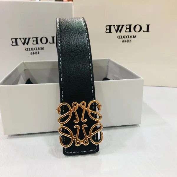 Loewe Anagram Belt Black Leather Belt - 1