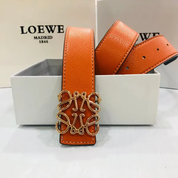 Loewe Anagram Logo Belt Tan Leather Belt - 9