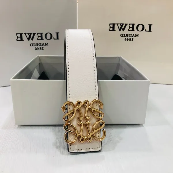 Loewe Anagram Belt White Leather Belt - 1