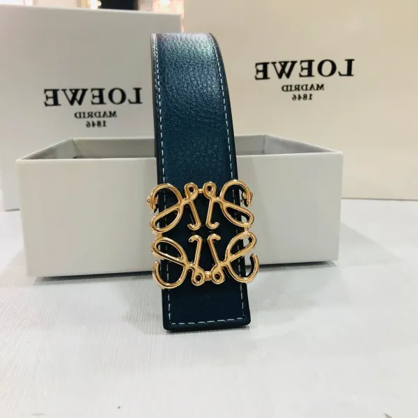 Loewe Anagram Belt Navy Blue Leather Belt - 1