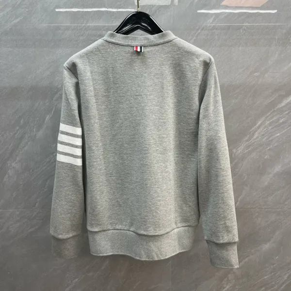 Thom Browne Classic Four-Bar Stripe Gray Cardigan - 11