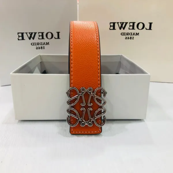 Loewe Anagram Belt Orange Leather Belt - 1
