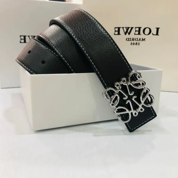Loewe Anagram Buckle Leather Belt Black - 1