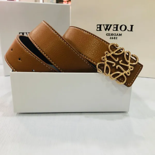 Loewe Anagram Logo Belt Tan Leather Belt - 1