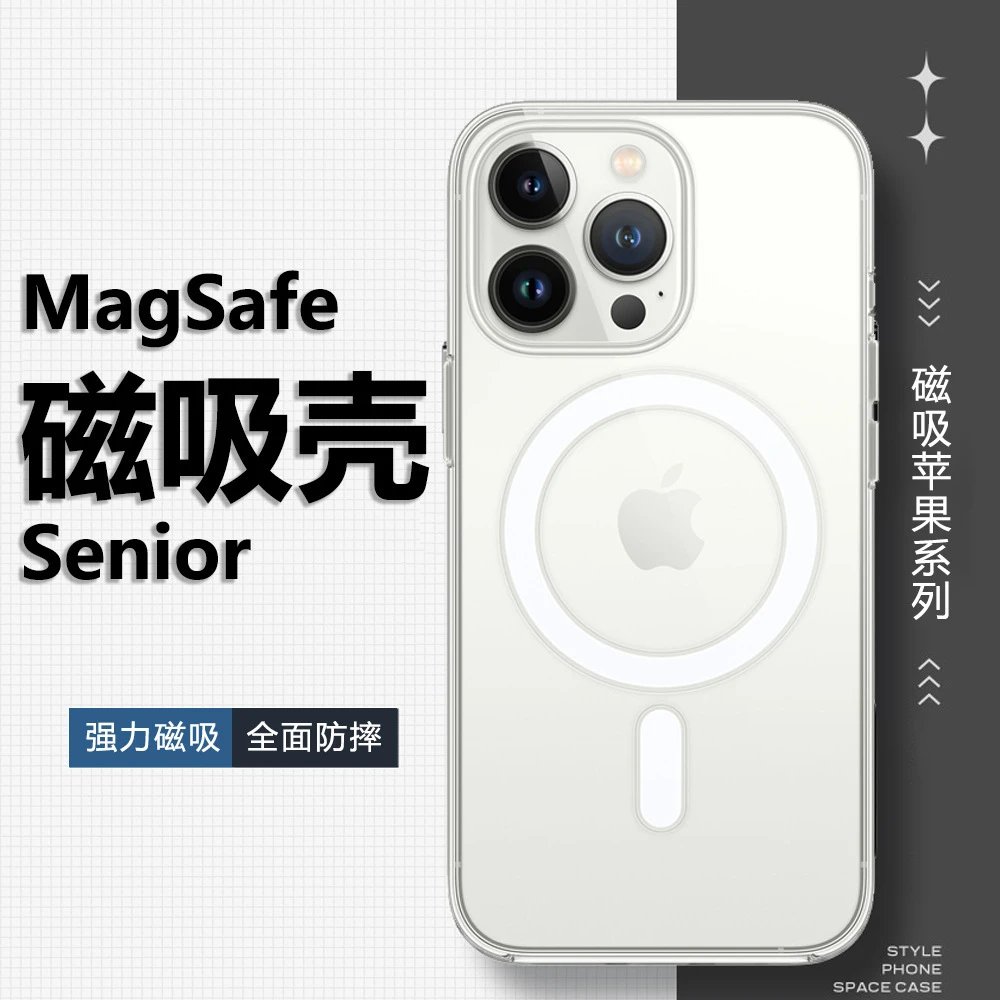 Clear Magnetic Phone Case with MagSafe Ring for iPhone Pro