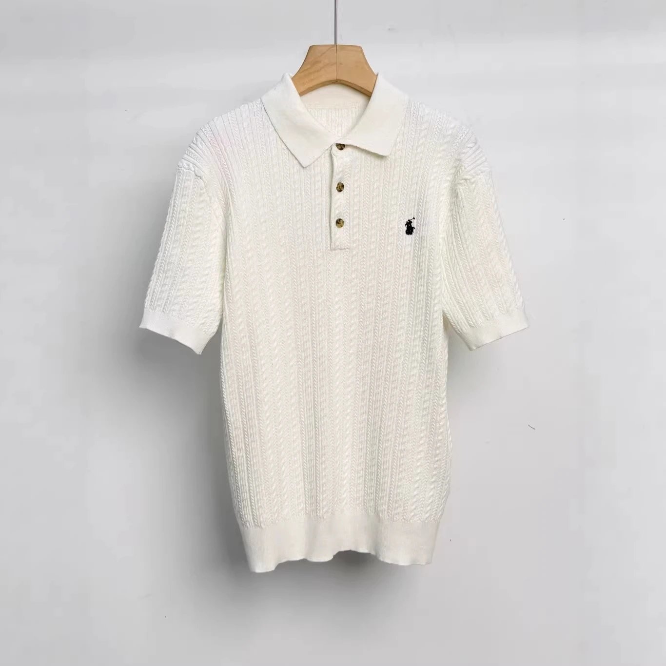 Polo Ralph Lauren Men's Short Sleeve Cable Knit Polo Shirt