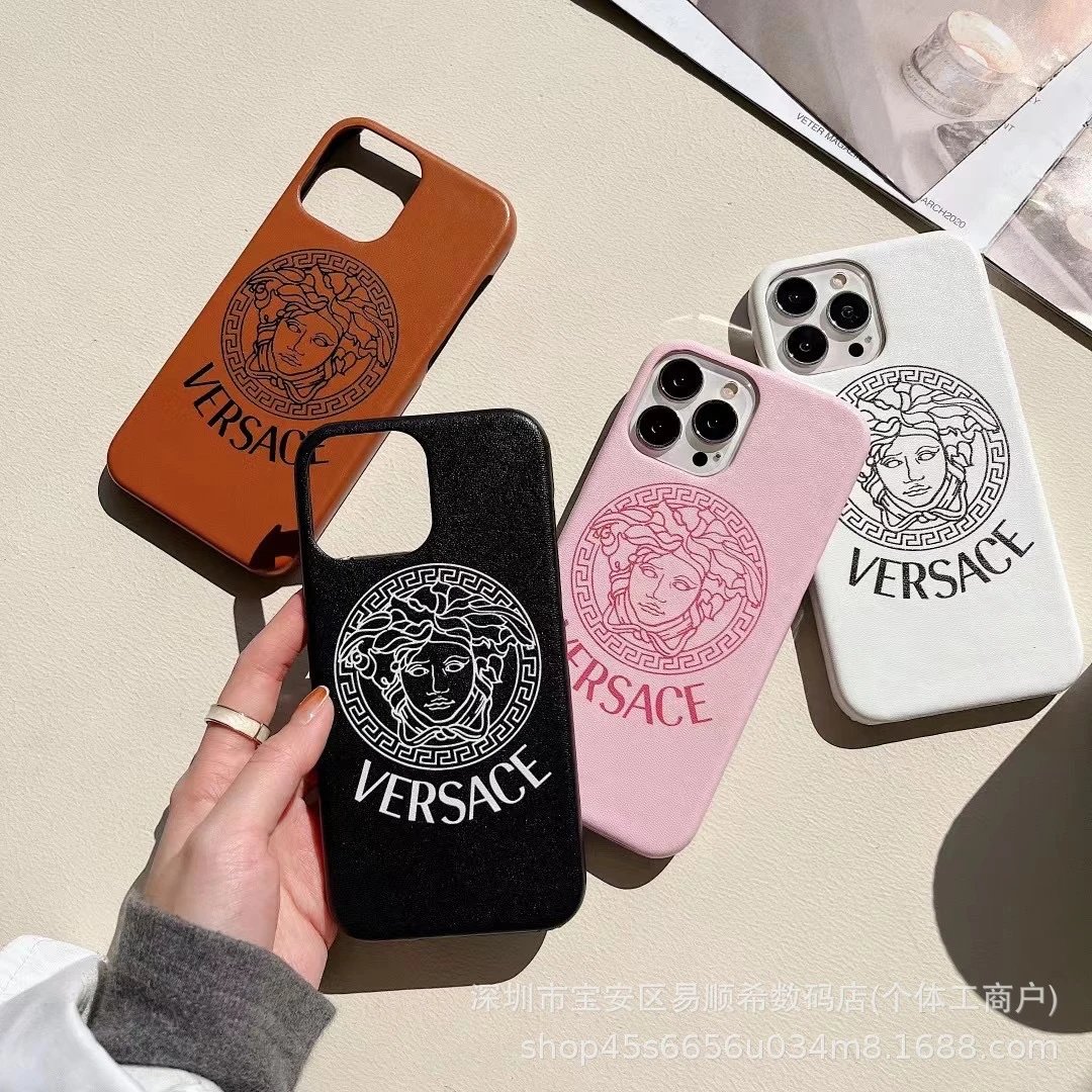 Versace Medusa Head Logo Textured Hard Shell iPhone Case