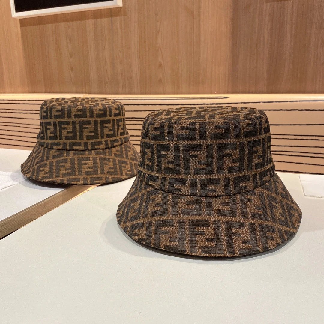 Fendi Brown FF Monogram Jacquard Bucket Hat