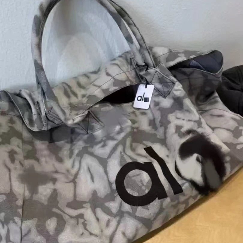 Alo Yoga Grey Tie Dye Canvas Tote Bag with Large Logo