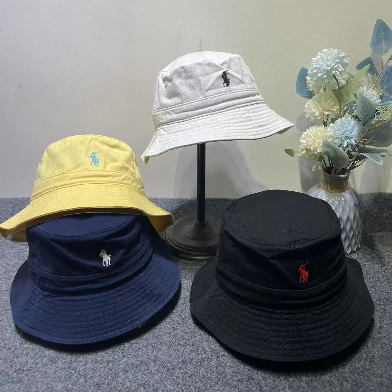Polo Ralph Lauren Cotton Bucket Hat with Embroidered Pony Logo