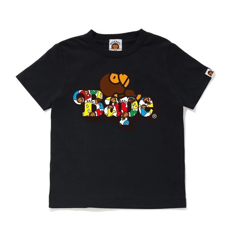 Children's BAPE Summer Ape Head T-Shirt Short Sleeve Cotton Top
