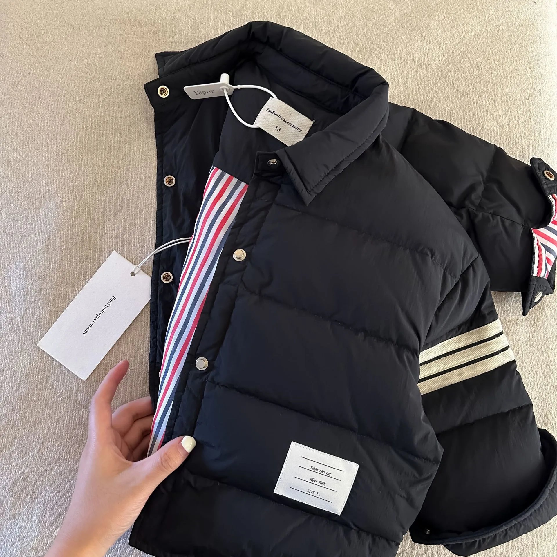 Thom Browne Classic Four-Bar Stripe Down Jacket Black - 1