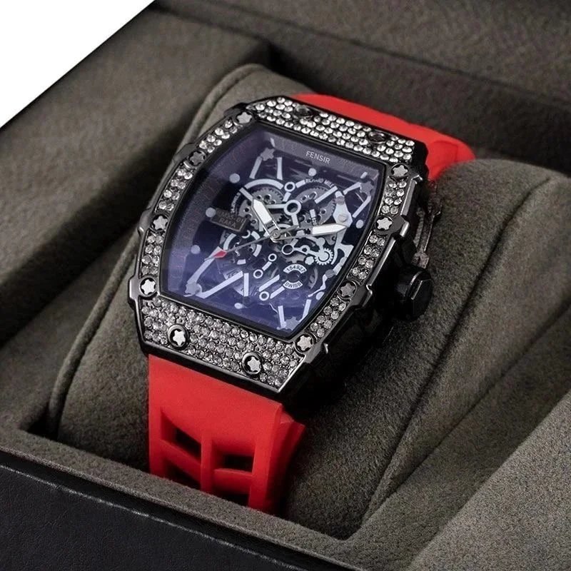 Richard Mille Watches Tonneau Skeleton Quartz Watch with Silicone Strap image 11