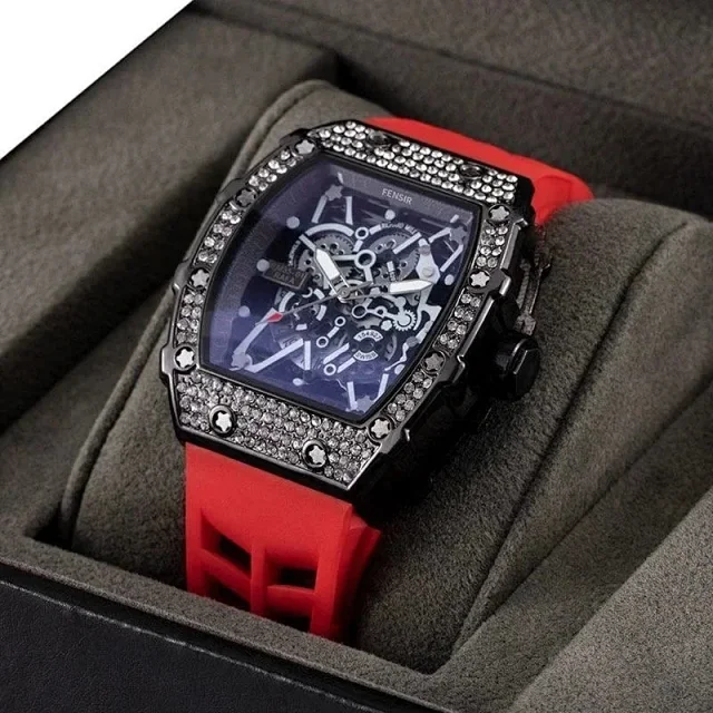 Richard Mille Watches Tonneau Skeleton Quartz Watch with Silicone Strap product detail image 11