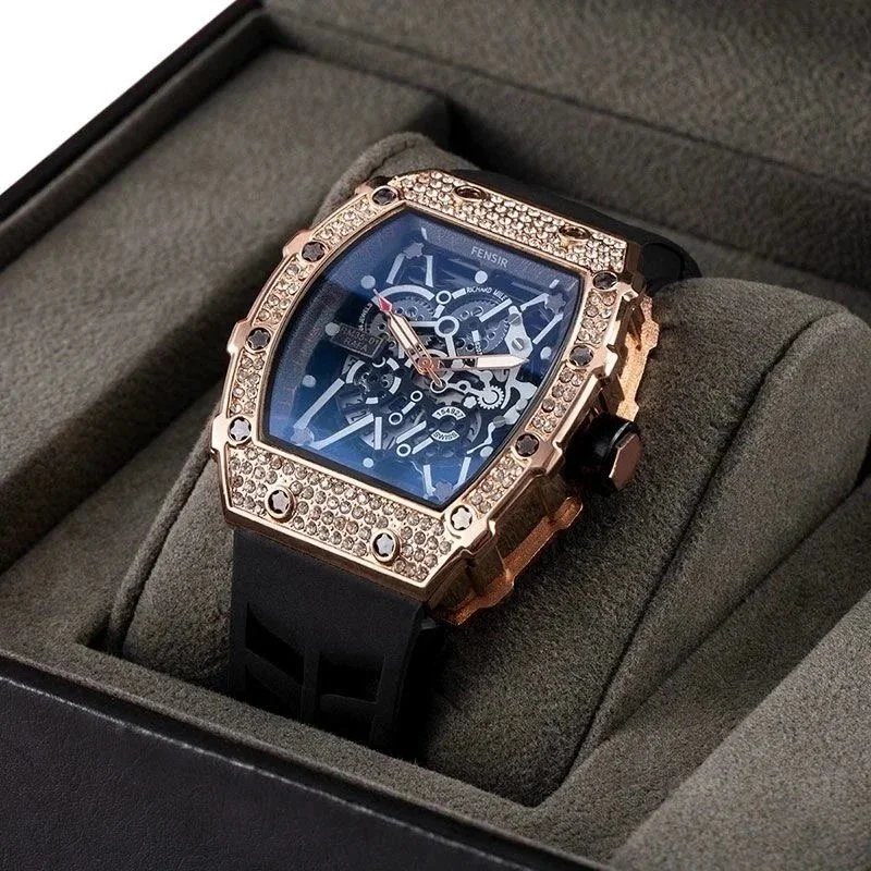 Richard Mille Watches Tonneau Skeleton Quartz Watch with Silicone Strap image 8