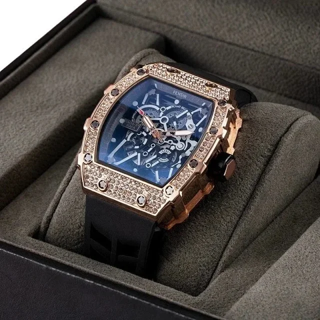 Richard Mille Watches Tonneau Skeleton Quartz Watch with Silicone Strap product detail image 8