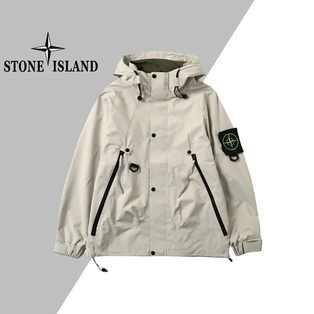 Stone Island Jackets Hooded utility jacket with sleeve compass badge product detail image 5
