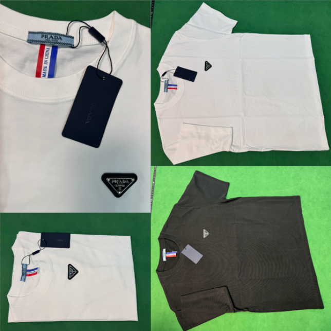 Prada Unisex T-Shirt with Triangular Logo Emblem