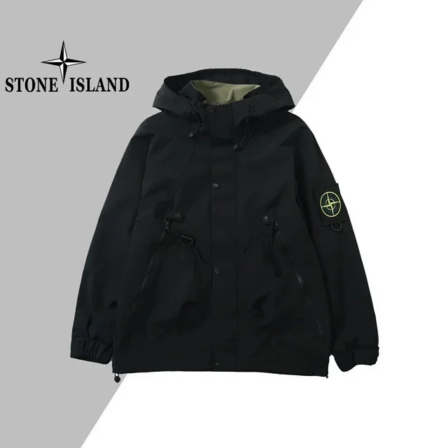 Stone Island Jackets Hooded utility jacket with sleeve compass badge product detail image 6