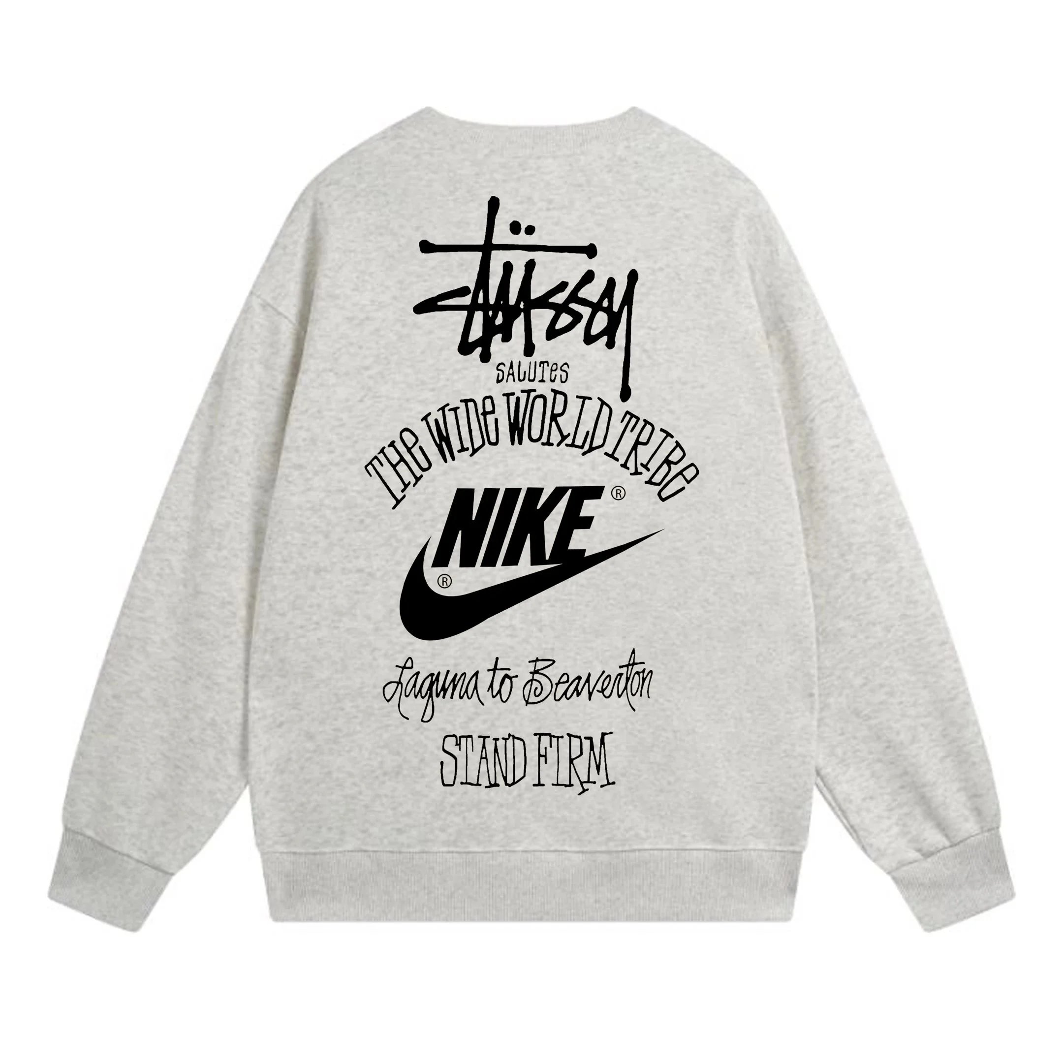 Stüssy x Nike Graphic Crewneck Sweatshirts — Red and Gray product photo 4