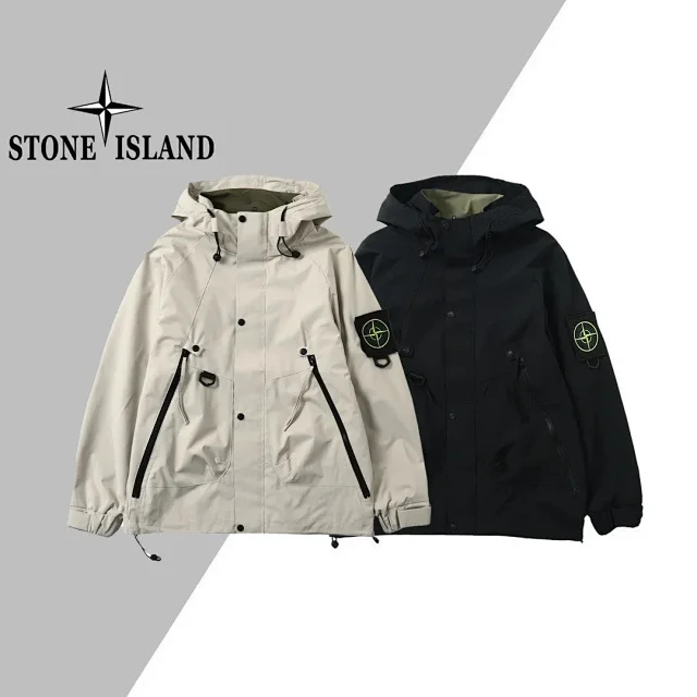 Stone Island Jackets Hooded utility jacket with sleeve compass badge product detail image 2
