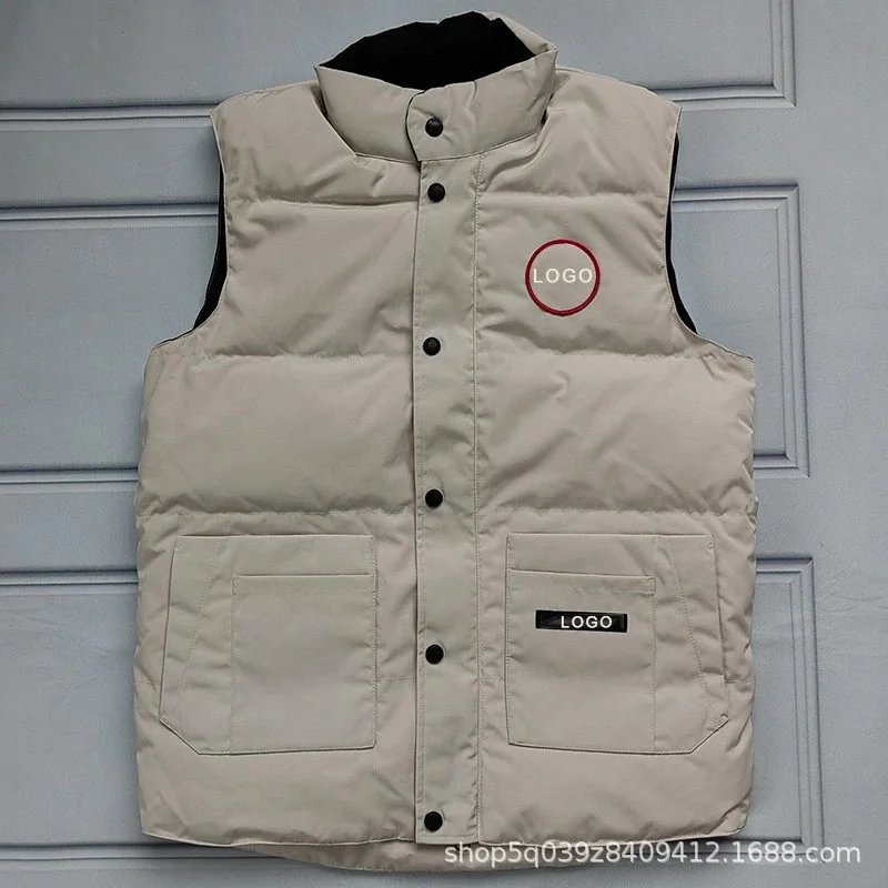 Unbranded Vests 4397 padded stand-collar snap-front vest with patch pockets image 2