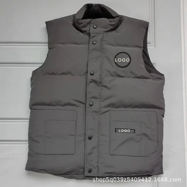 Unbranded Vests 4397 padded stand-collar snap-front vest with patch pockets product detail image 4