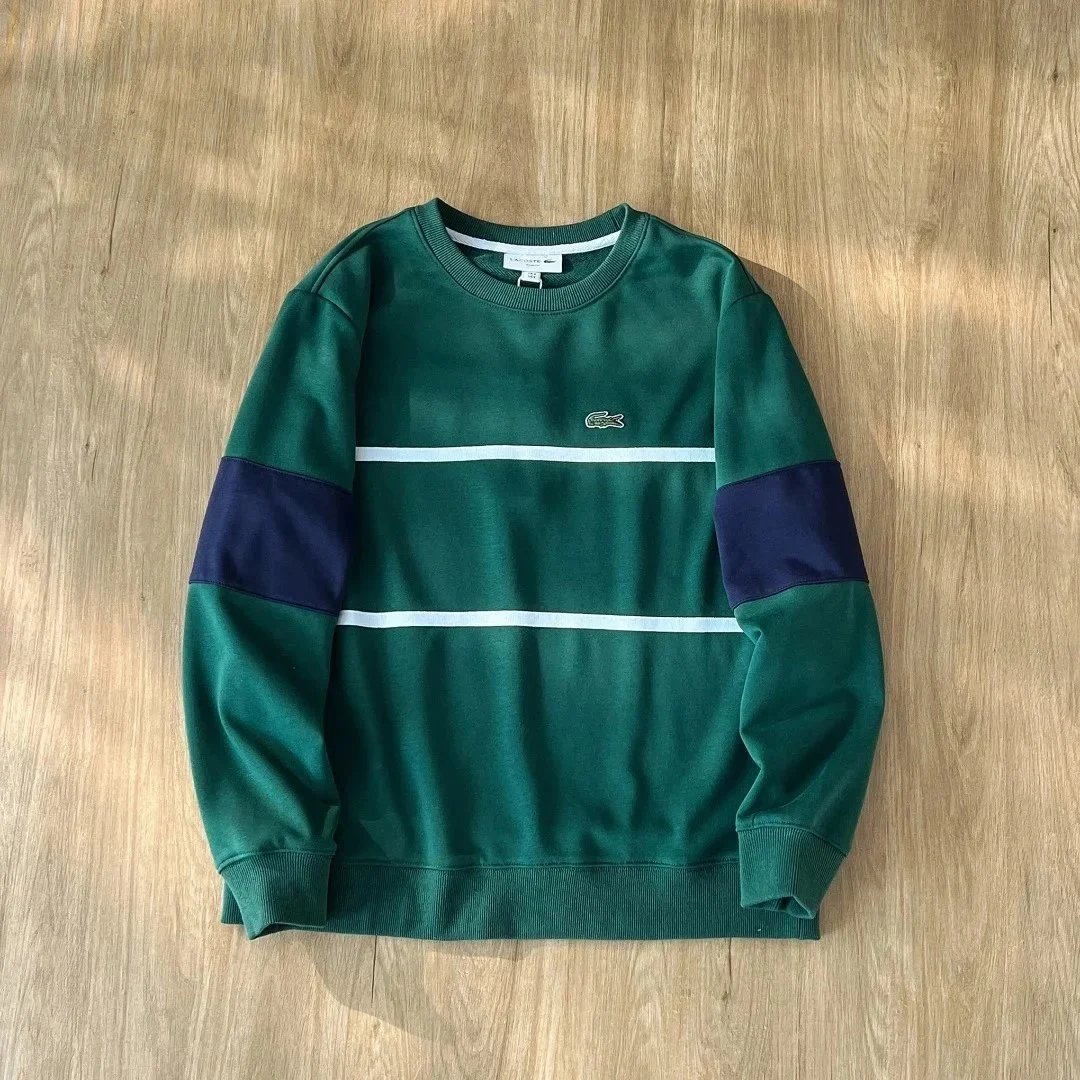 Lacoste Crewneck Sweater Striped Color Block Green
