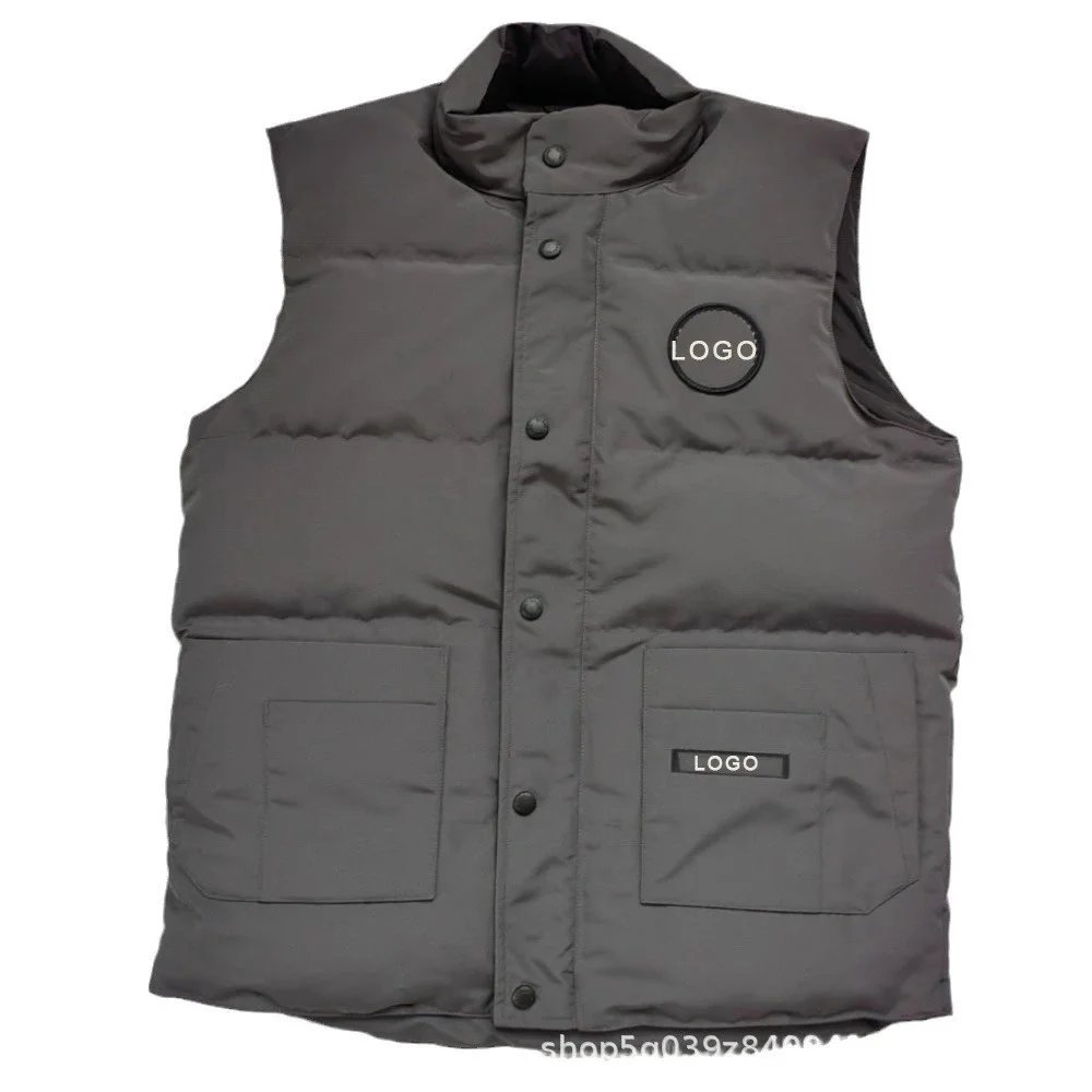 Unbranded Vests 4397 padded stand-collar snap-front vest with patch pockets image 4