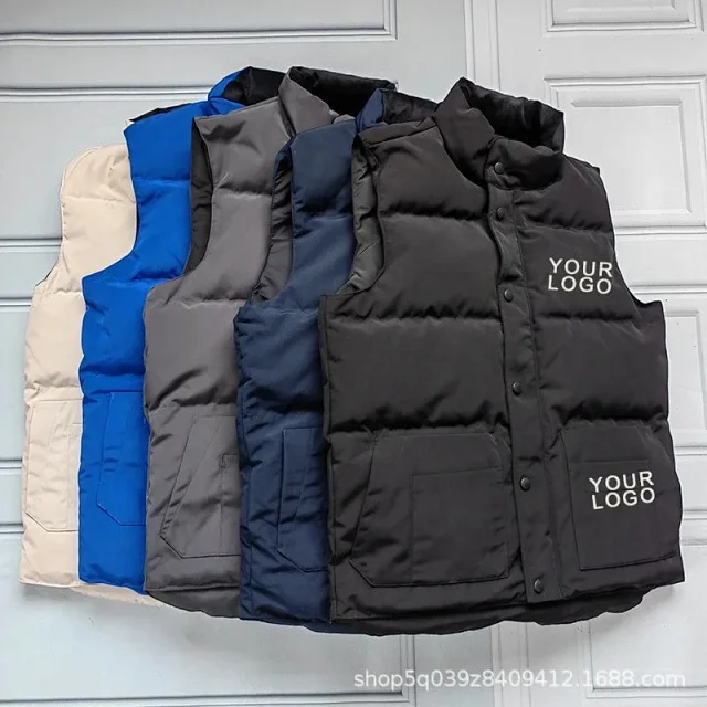 Unbranded Vests 4397 padded stand-collar snap-front vest with patch pockets product detail image 2