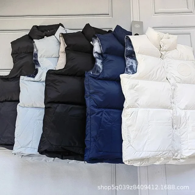 Unbranded Vests Quilted stand-collar puffer vest with snap closure and patch pockets product detail image 6