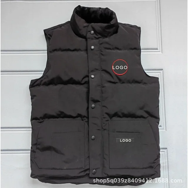 Unbranded Vests 4397 padded stand-collar snap-front vest with patch pockets product detail image 3