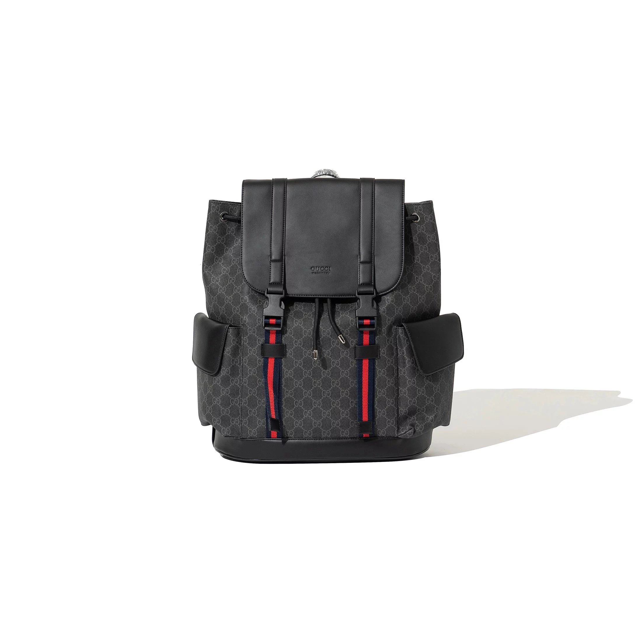 Gucci GG Marmont Backpack Gray Monogram with Red Web Straps - 15