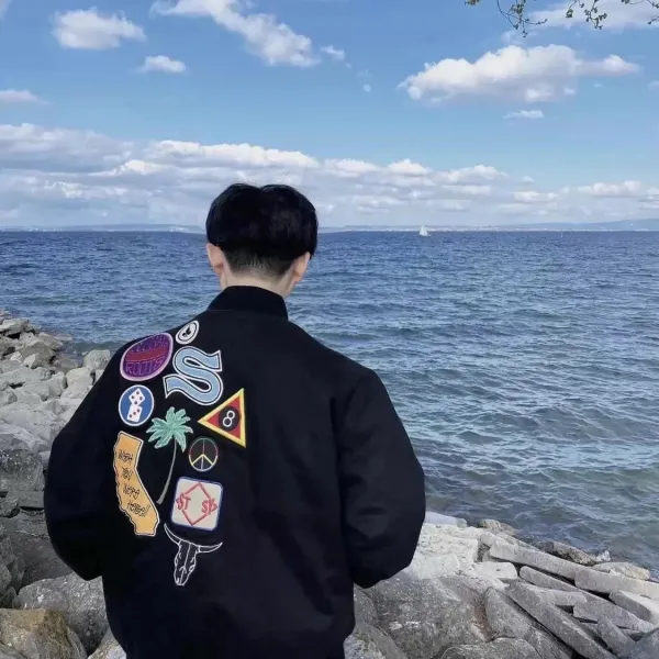 Stussy Patchwork Bomber Jacket Black Outerwear - 4
