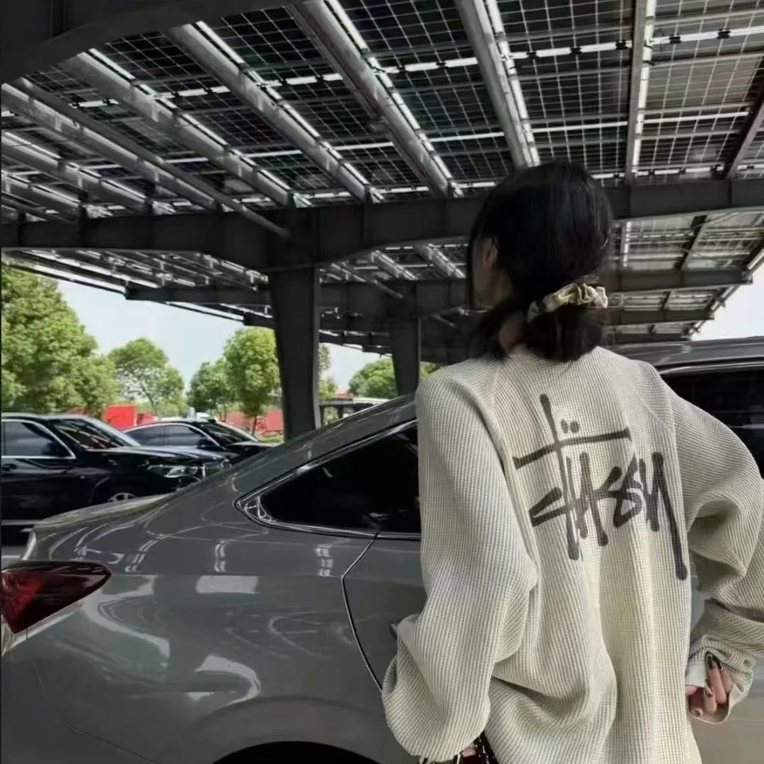 Logo design washed raglan sleeves waffle long T