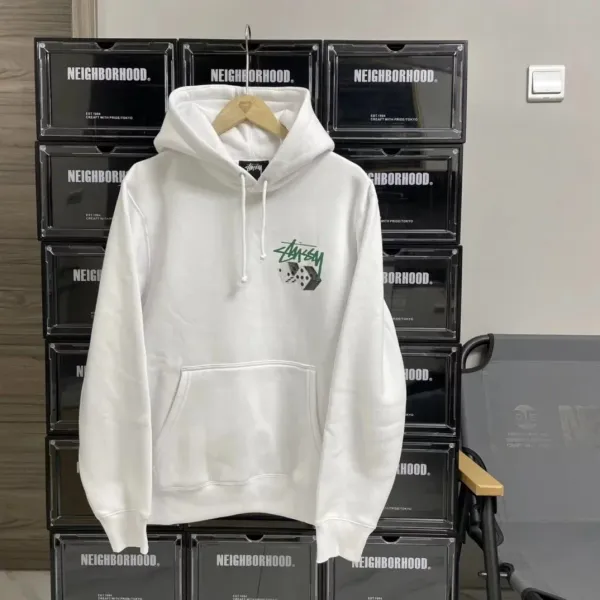 Stussy Dice Print Hoodie White - 3