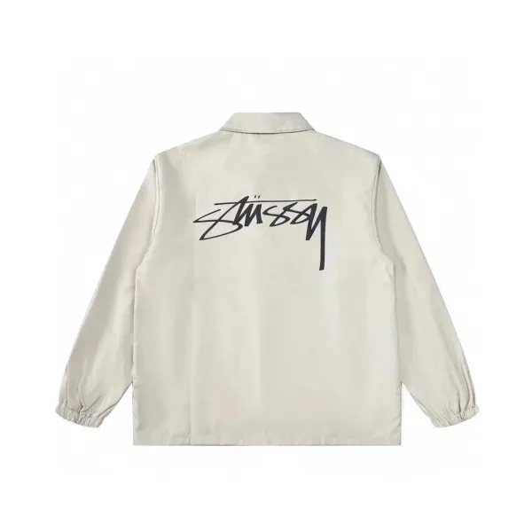 Stussy Script Logo Coach Jacket Beige Outerwear - 8