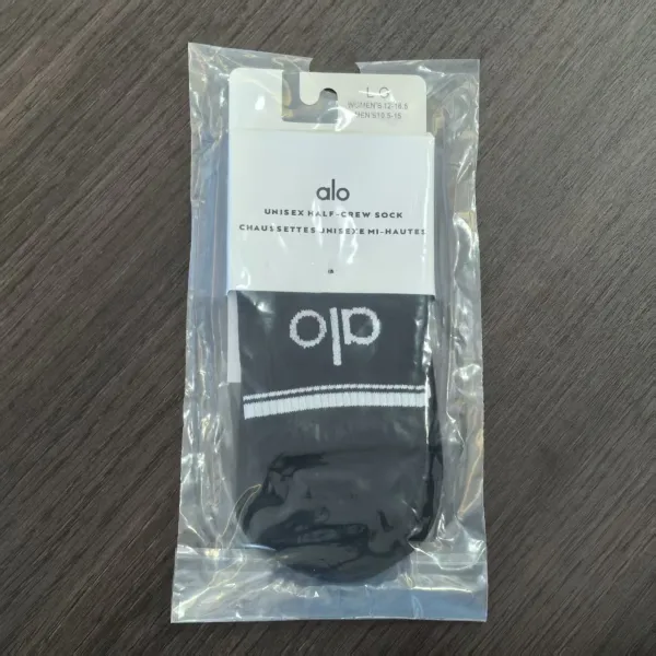 Alo Unisex Half-Crew Sock Black - 1