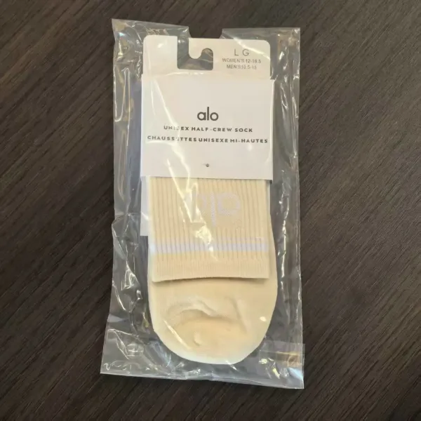 Alo Unisex Half-Crew Sock Beige Socks - 1